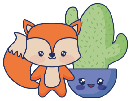 Vinyl teppich kinderzimmer mit anime kaktus und fuchs - TenStickers