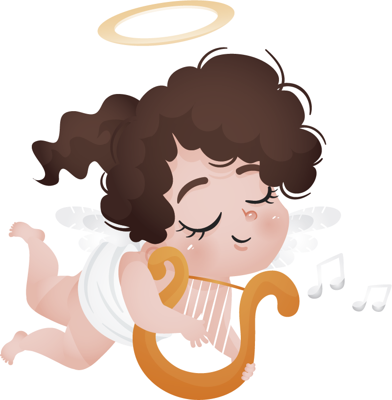 Vinyl teppich kinderzimmer mit kinder beim harfespiel - TenStickers