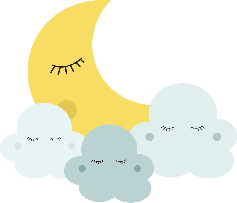 Vinyl teppich kinderzimmer glücklicher mond und wolken - TenStickers