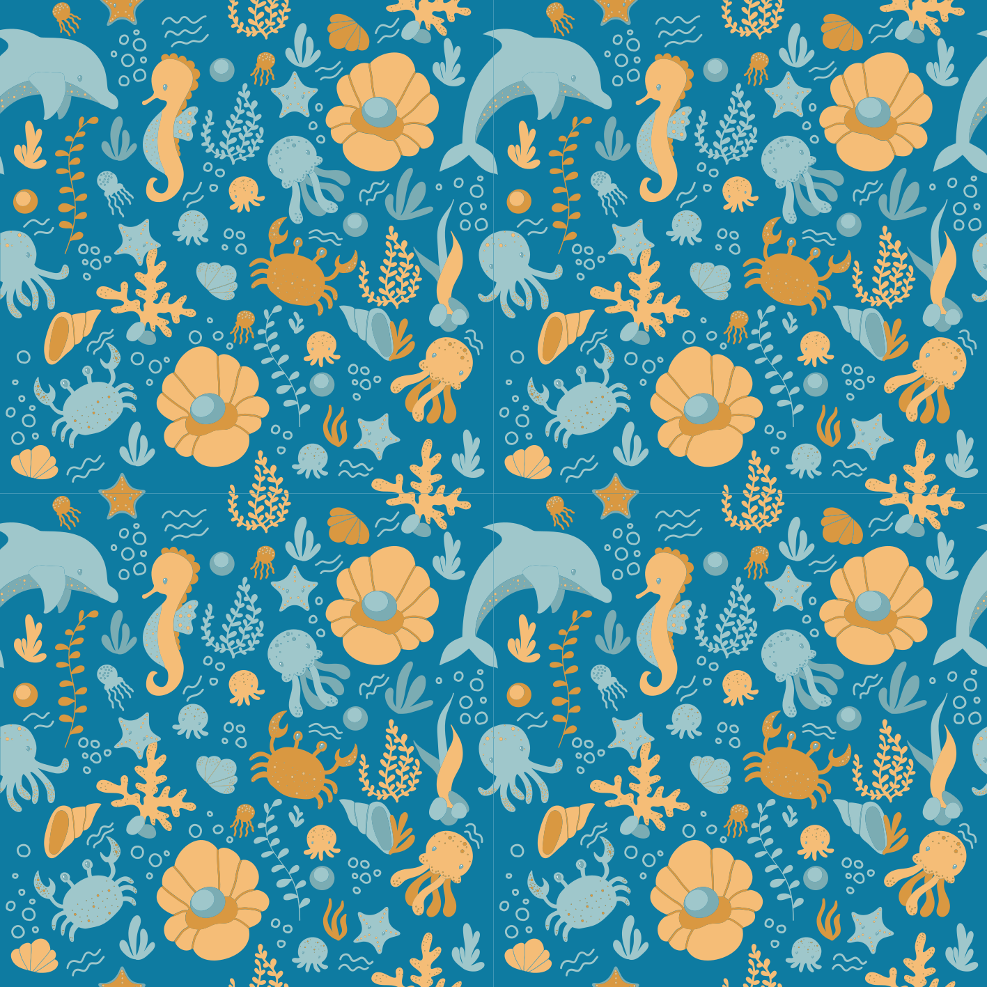 Vinyl teppich kinderzimmer mit meer cartoon design - TenStickers