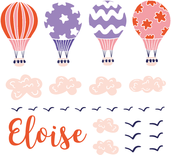 Vinyl teppich kinderzimmer mit rosa und lila ballons - TenStickers