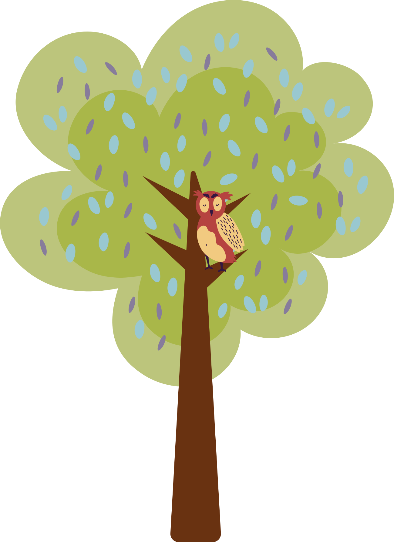 Vinyl teppich kinderzimmer bunter baum mit eule - TenStickers
