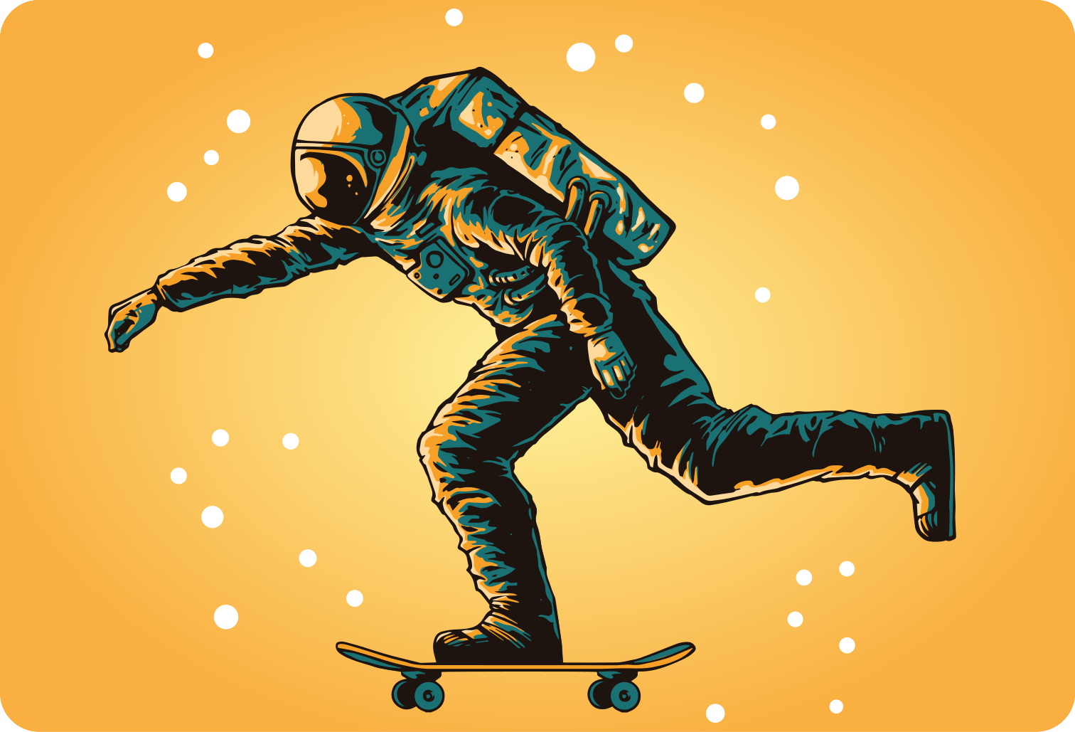Vinyl teppich kinderzimmer astronaut auf skateboard - TenStickers