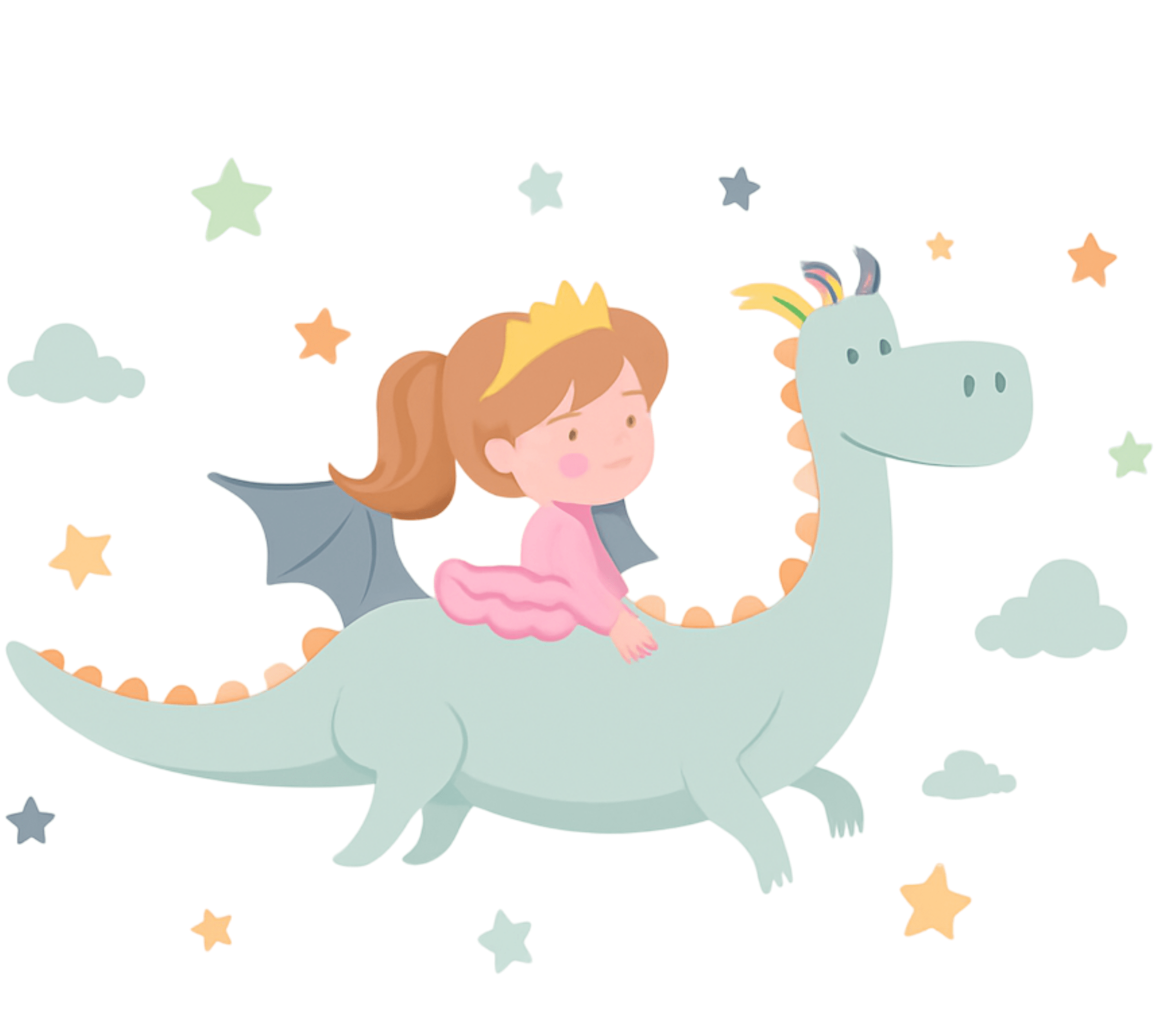 Vinyl teppich kinderzimmer prinzessin auf drache - TenStickers
