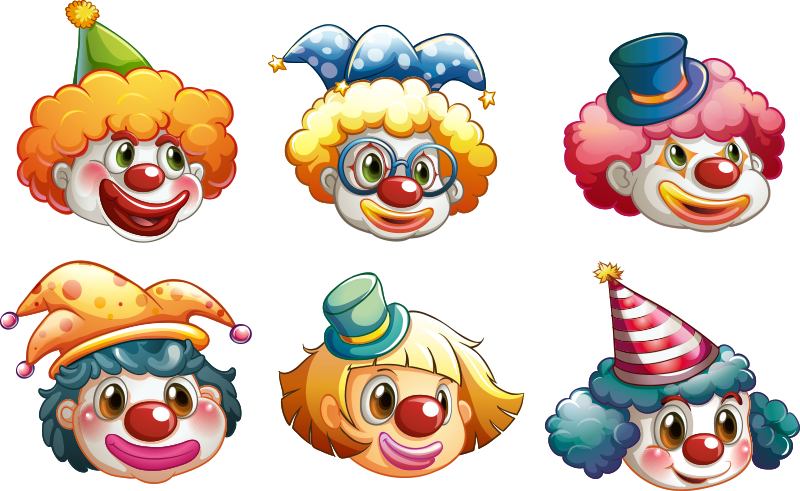 Vinyl teppich kinderzimmer mit bunten clownsgesichtern - TenStickers