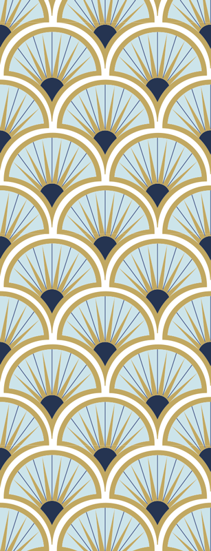 Vinyl teppich bad in blau nuancen im art deco stil - TenStickers