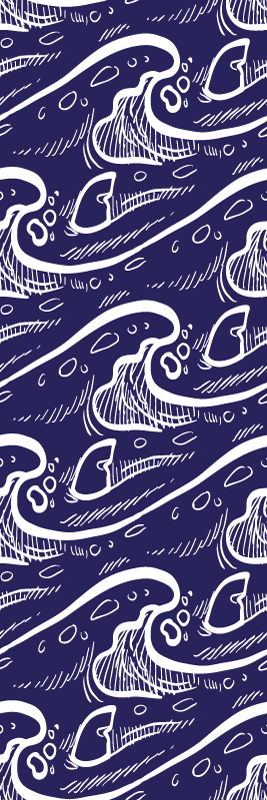 Vinyl teppich bad mit blauem wellenmuster - TenStickers