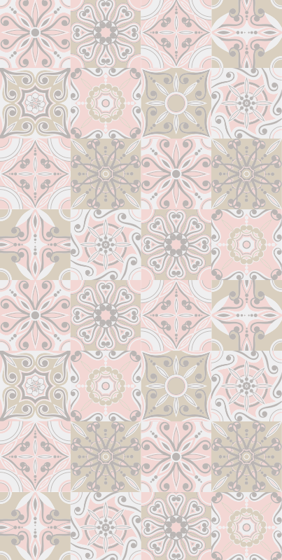 Vinyl teppich bad in rosa und grau fliesen - TenStickers