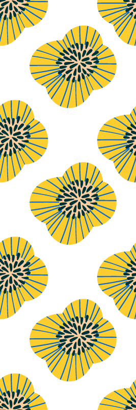 Vinyl teppich bad mit großem blauen und gelben blumenmuster - TenStickers