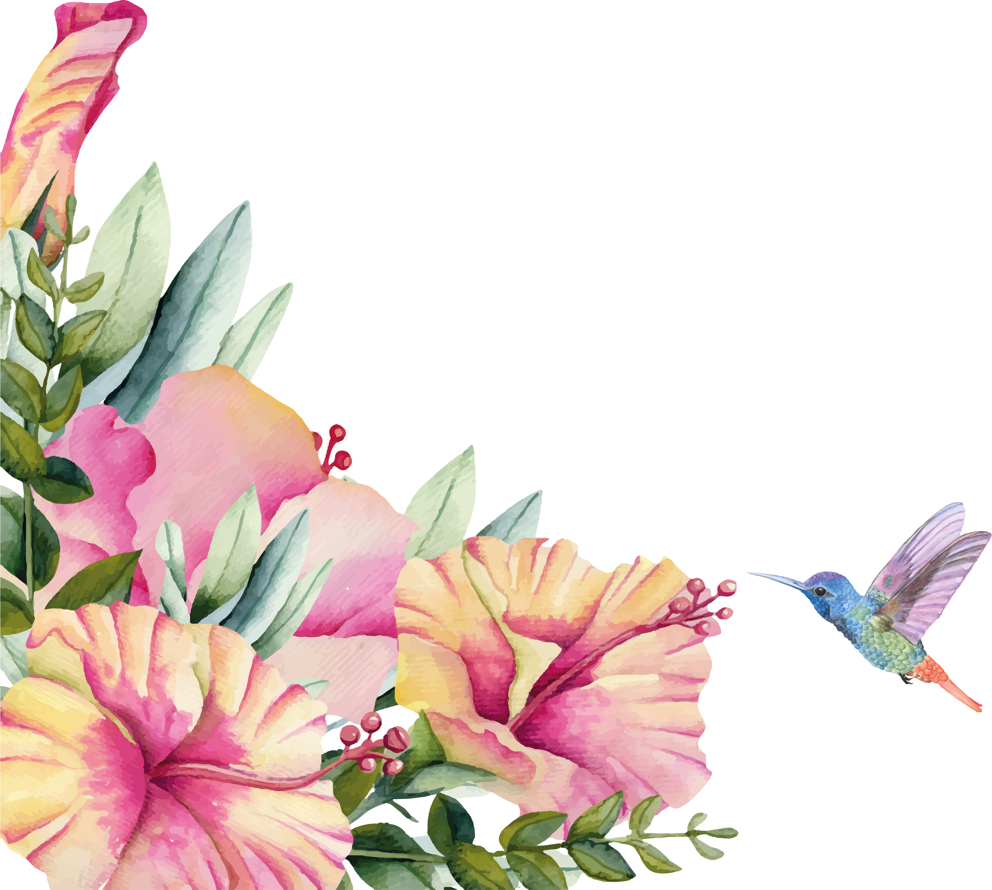 Vinyl teppich bad mit blumen und kolibri - TenStickers