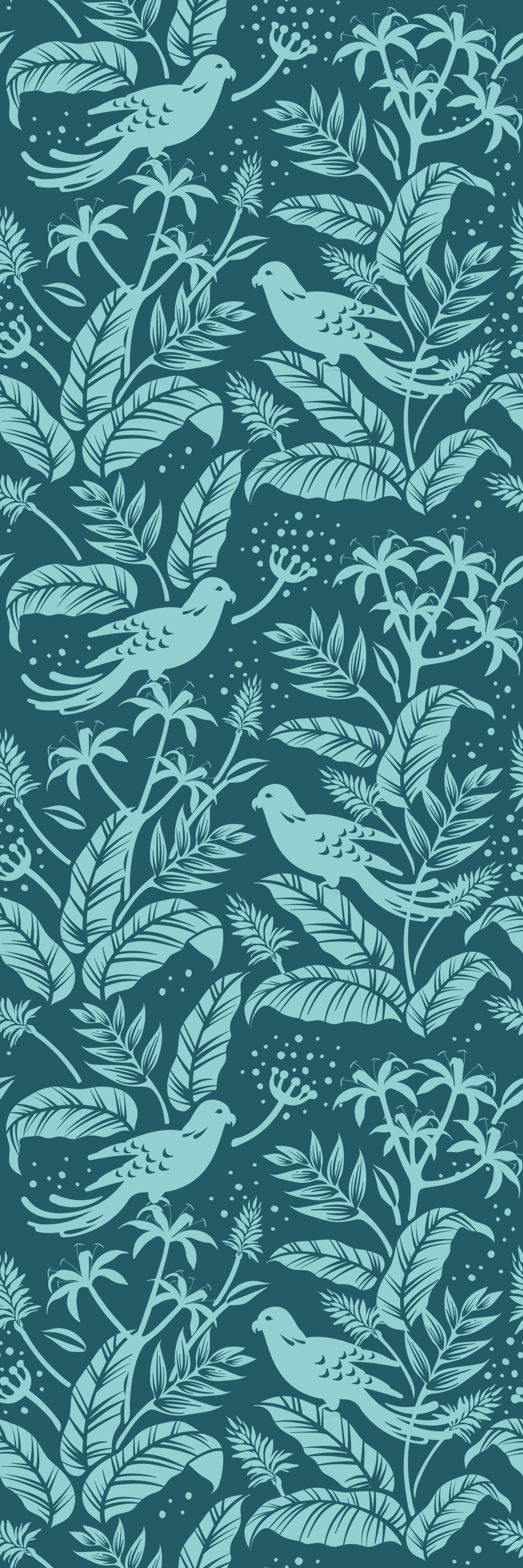 Vinyl teppich bad mit türkisfarbenen fliegenden vögeln - TenStickers