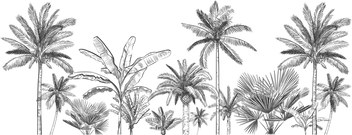 Vinyl teppich bad mit tropischen baumskizzen - TenStickers