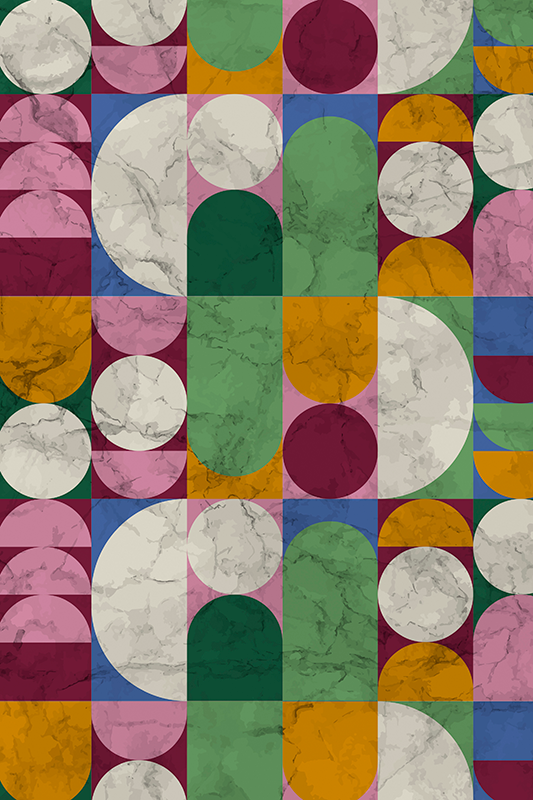 Vinyl teppich bad mit geometrischen texturen - TenStickers