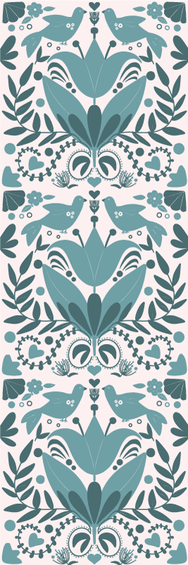 Vinyl teppich küche mit blauem vogel-muster - TenStickers