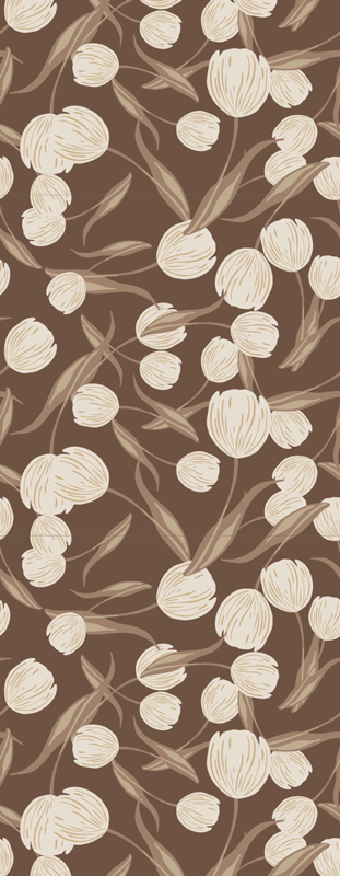 Vinyl teppich schlafzimmer mit elegantem beigen tulpenmuster - TenStickers