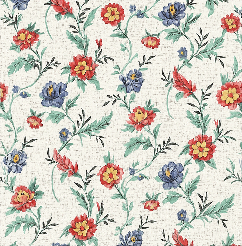 Vinyl teppich schlafzimmer mit retro blumen design - TenStickers