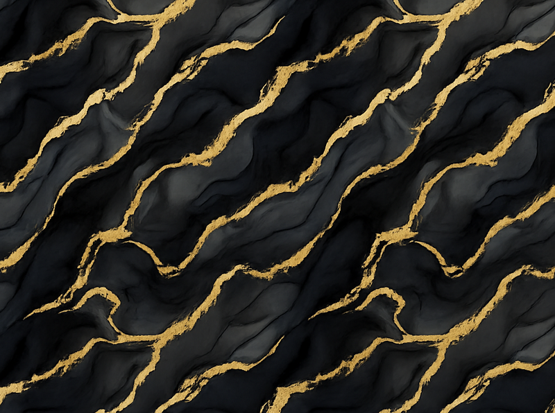 Vinyl teppich schlafzimmer in schwarz-marmor mit goldmuster - TenStickers