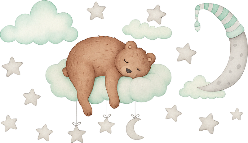 Vinyl teppich schlafzimmer schlafender bär auf wolken - TenStickers