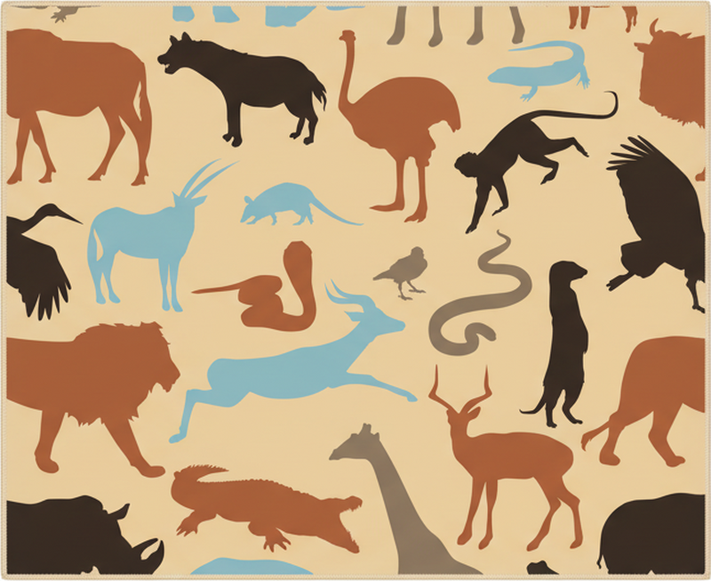 Vinyl teppich schlafzimmer silhouetten von safari tieren - TenStickers