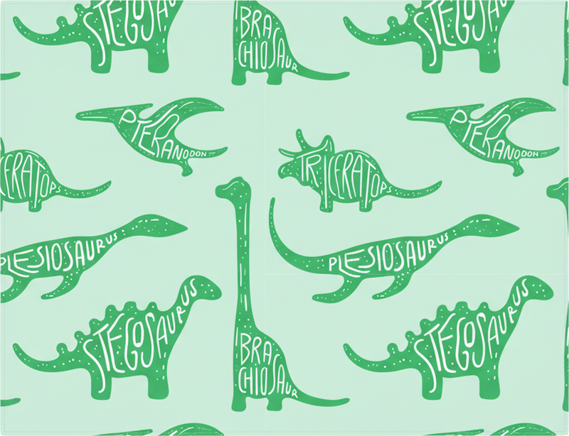 Vinyl teppich schlafzimmer mit grünen dinosauriern - TenStickers