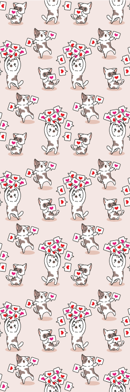 Vinyl teppich schlafzimmer katzen mit herzmotiven - TenStickers