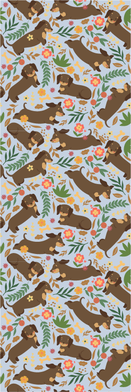 Vinyl teppich schlafzimmer dackel und blumen muster - TenStickers