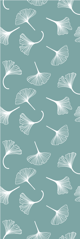 Vinyl teppich nordisch mit hellblauem ginkgo-muster - TenStickers