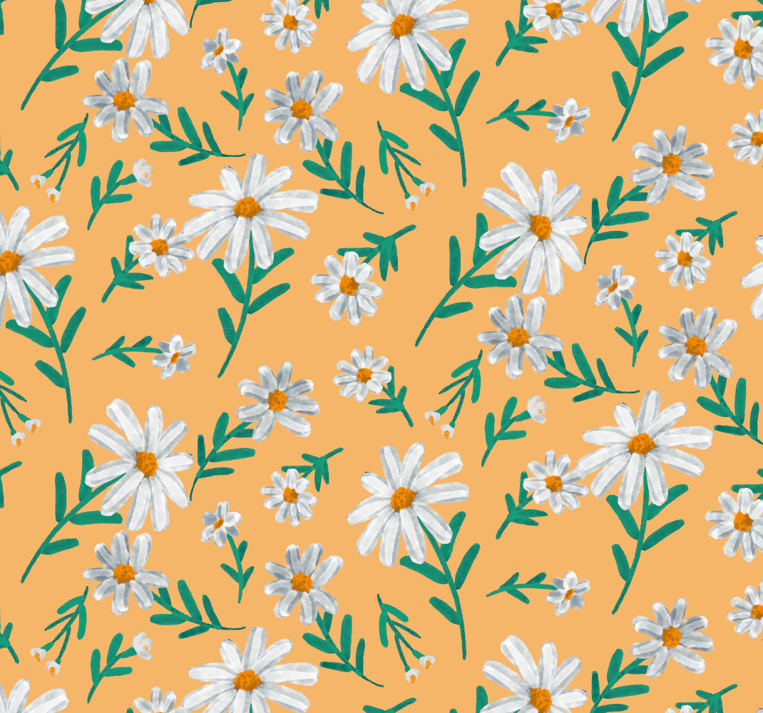 Vinyl teppich natur mit gelbem gänseblümchen-muster - TenStickers