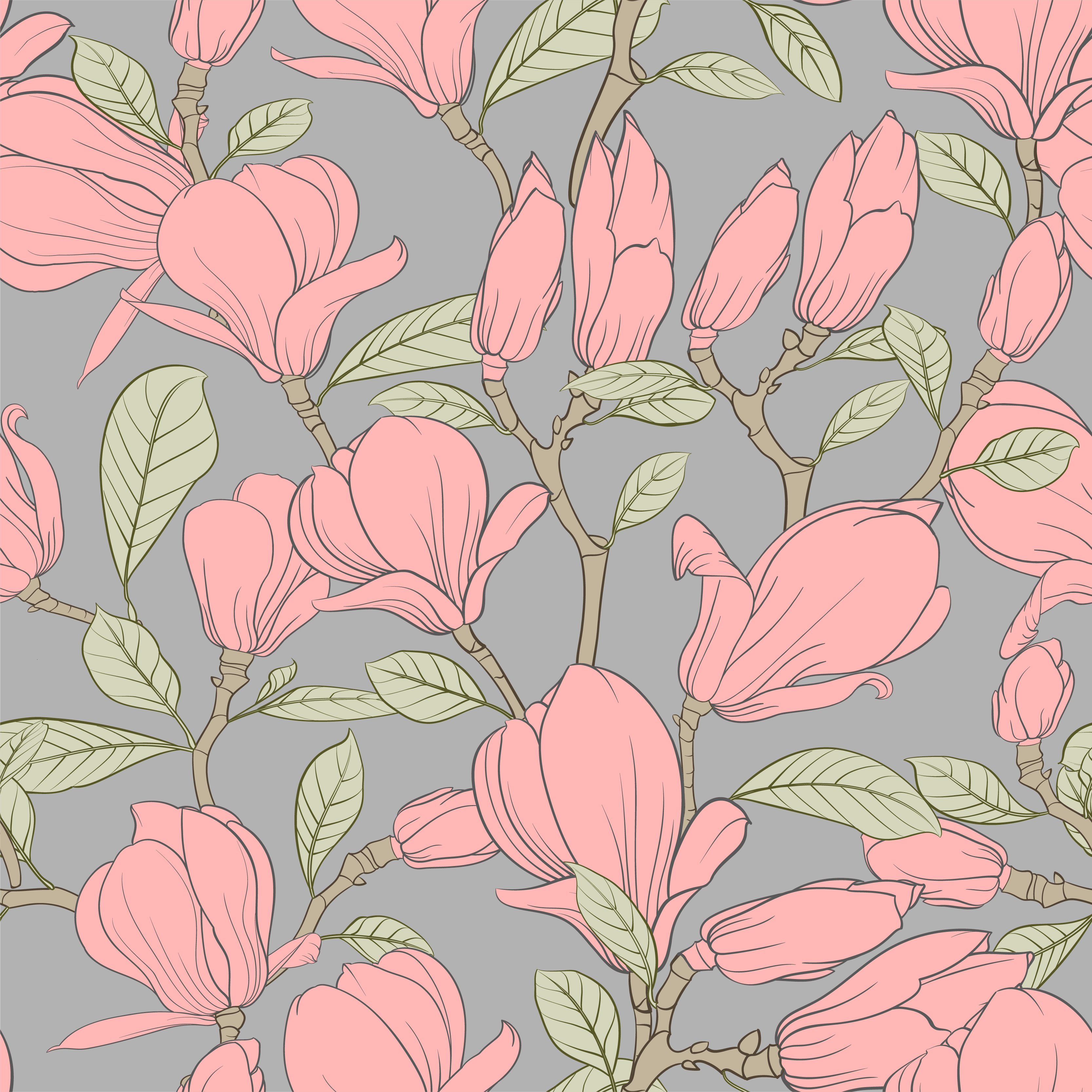 Vinyl teppich natur mit pinken blumen und blättern - TenStickers