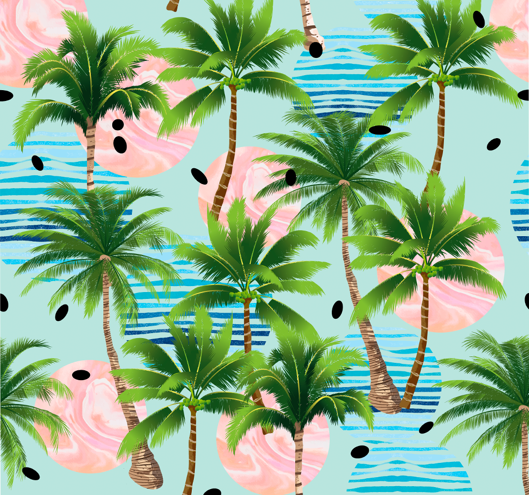 Vinyl teppich natur palmen und wellen - TenStickers