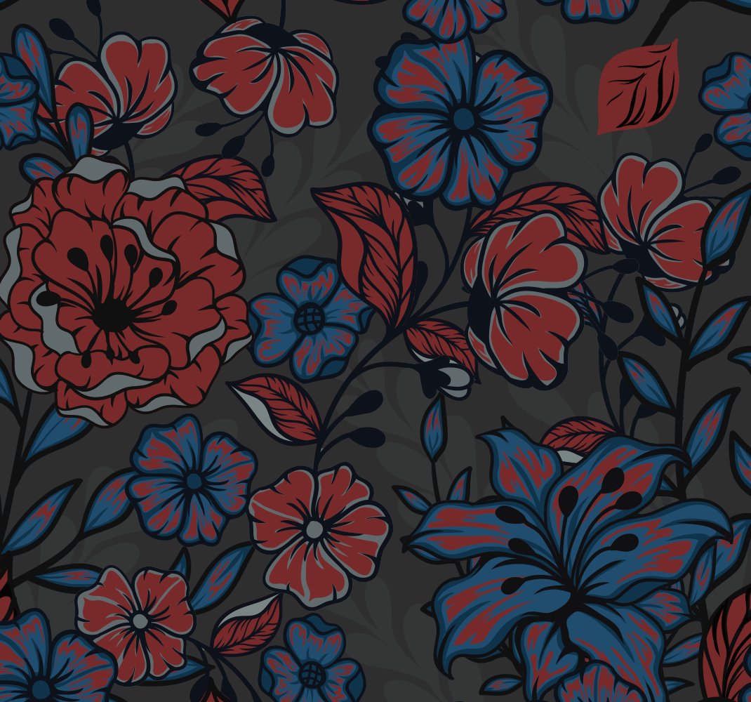 Vinyl teppich natur mit dunklen rosen und blättern - TenStickers