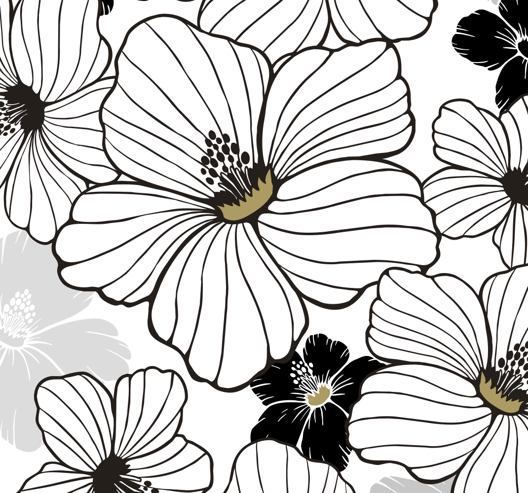 Vinyl teppich natur mit weißem hibiskusblütenmuster - TenStickers