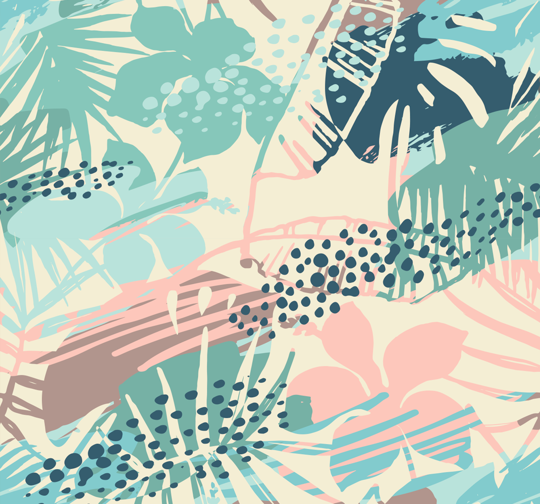 Vinyl teppich natur mit pflanzen blumen und punkten - TenStickers