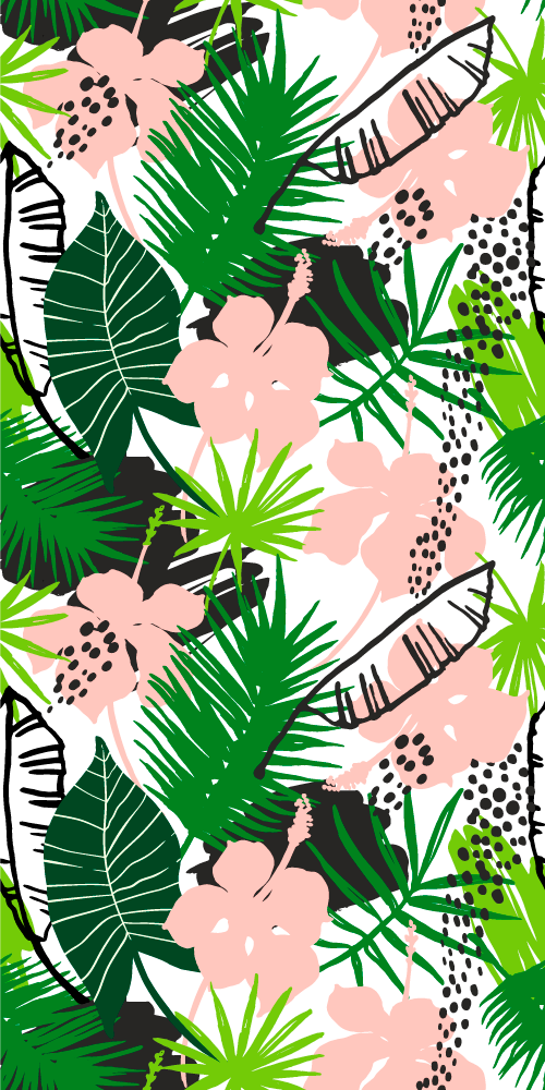 Vinyl teppich natur mit tropischem palmblattmuster - TenStickers