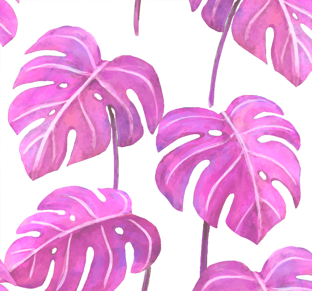 Vinyl teppich natur mit pinker monstera-malerei - TenStickers