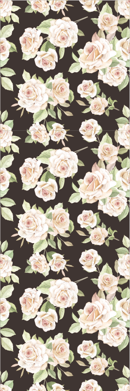 Vinyl teppich natur weiße rose auf schwarzem hintergrund - TenStickers