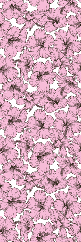 Vinyl teppich natur mit pinkem hibiskusblütenmuster - TenStickers