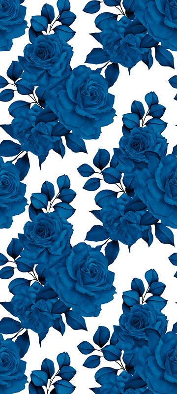 Vinyl teppich natur mit blauen blumen "new nostalgia" - TenStickers