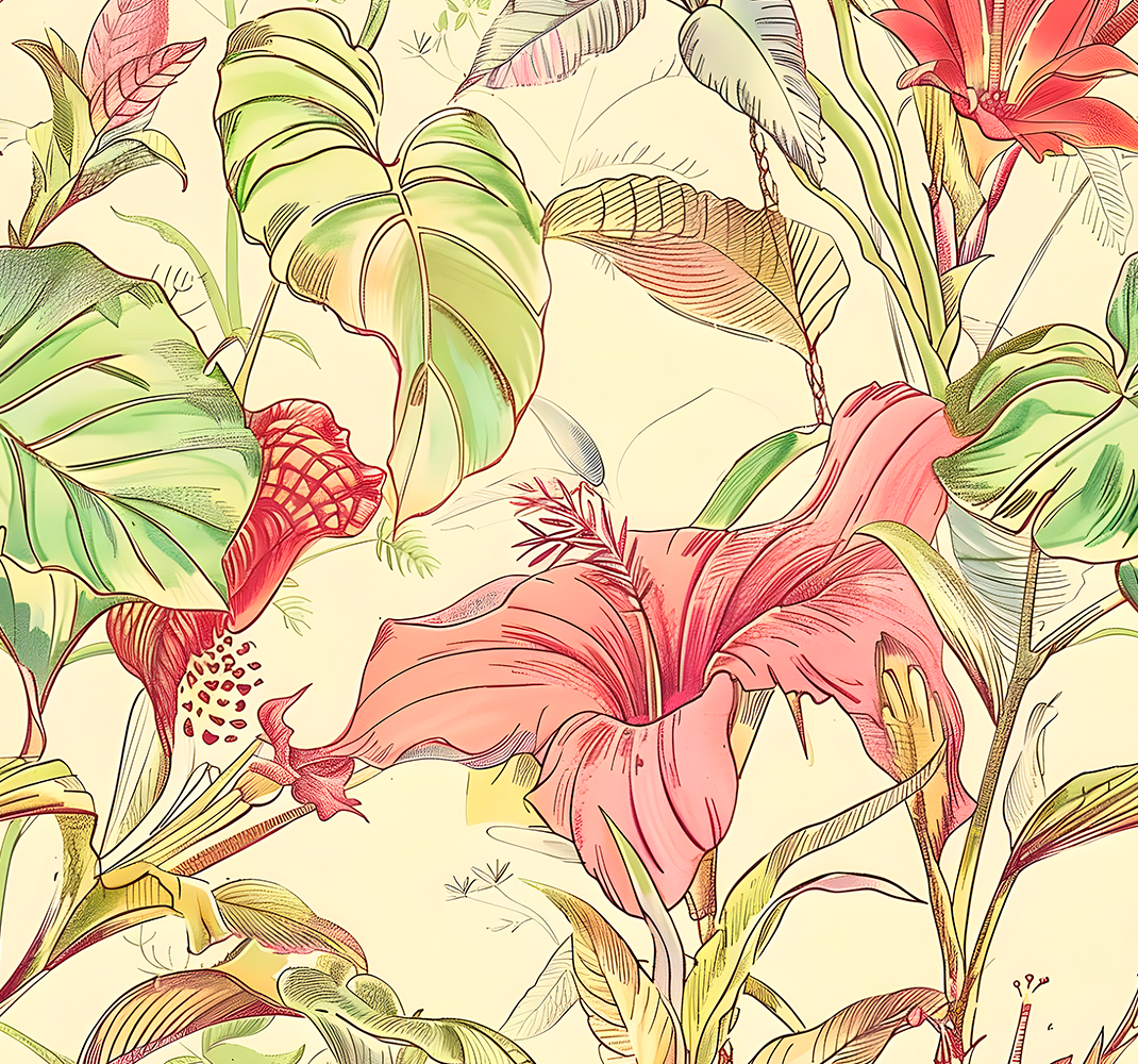 Vinyl teppich natur mit englischem blumenmuster - TenStickers