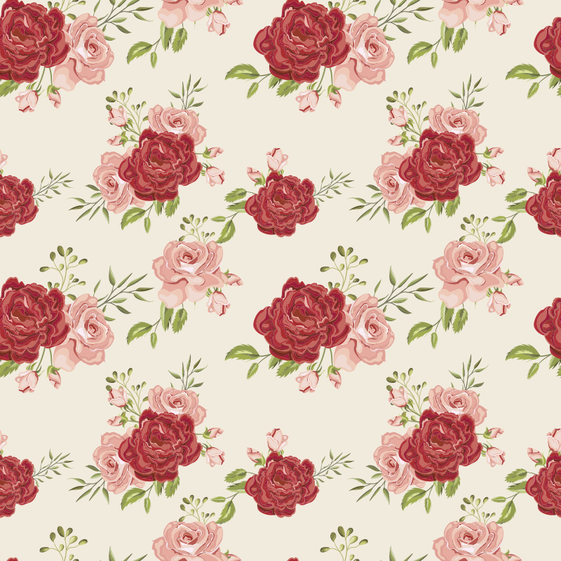 Vinyl teppich natur mit anmutigen rosen - TenStickers