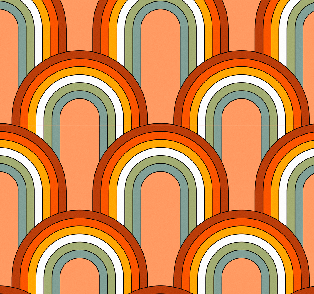 Vinyl teppich vintage im 70er jahre regenbogenmuster - TenStickers