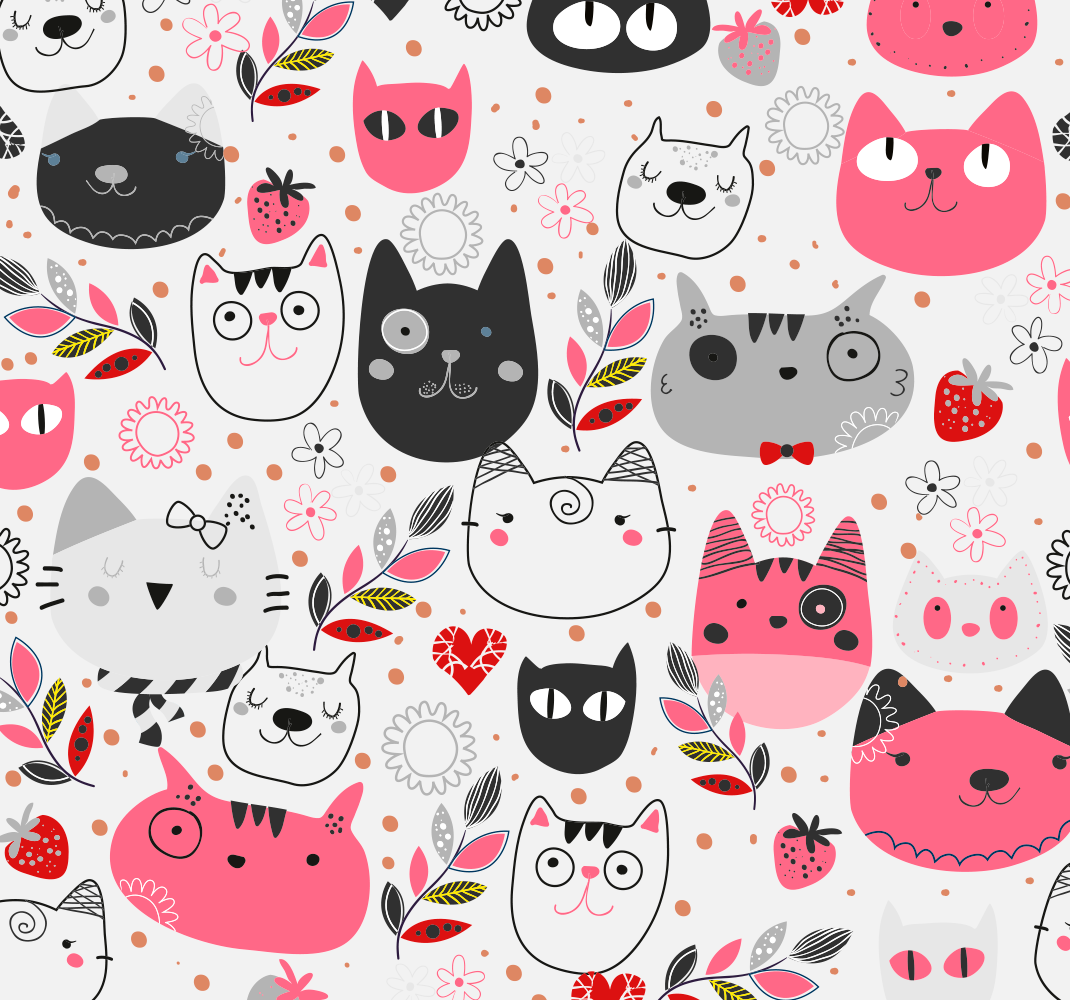 Vinyl teppich tiere mit illustrierten katzen - TenStickers