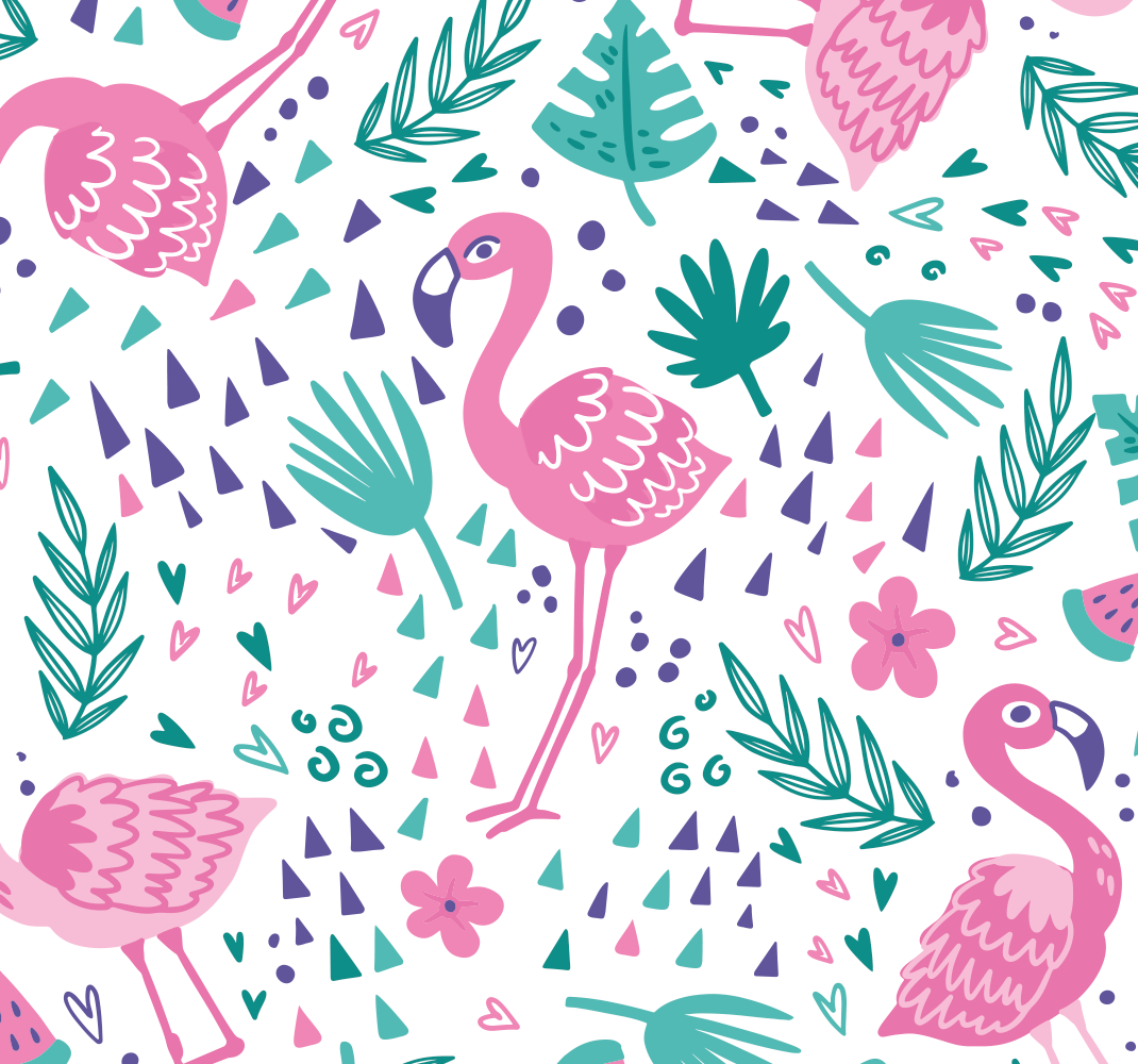 Vinyl teppich tiere mit flamingomuster - TenStickers