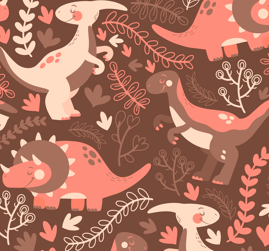 Vinyl teppich tiere dinosaurus und blätter tapete - TenStickers