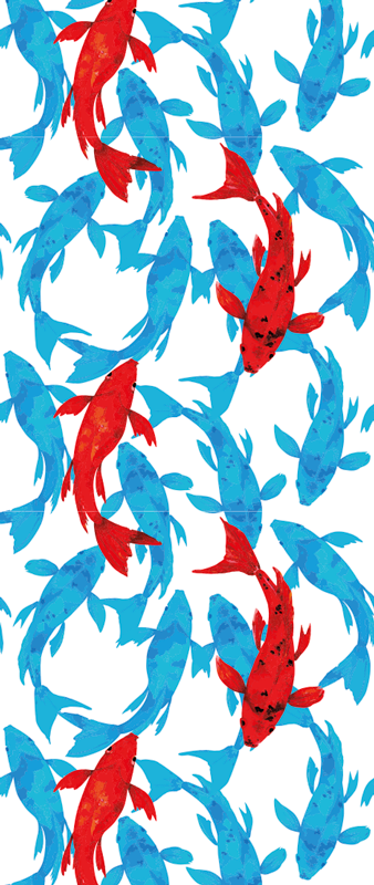 Vinyl teppich tiere schwarm von fischen mit roten akzenten - TenStickers