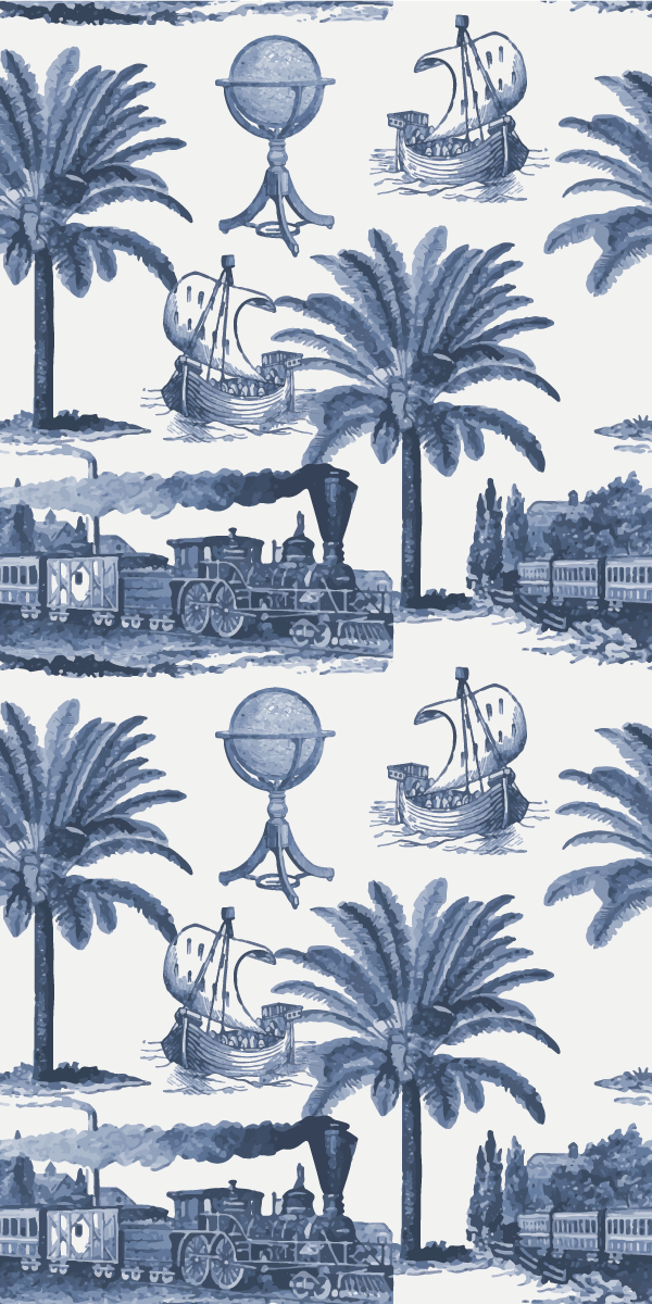 Vinyl teppich vintage im französischen blau-muster - TenStickers