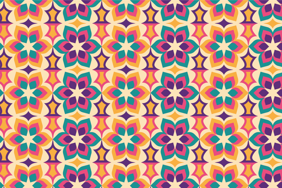 Vinyl teppich vintage mit 70er jahre blumen - TenStickers