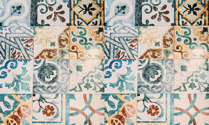 Vinyl teppich vintage im retro mosaikdesign - TenStickers