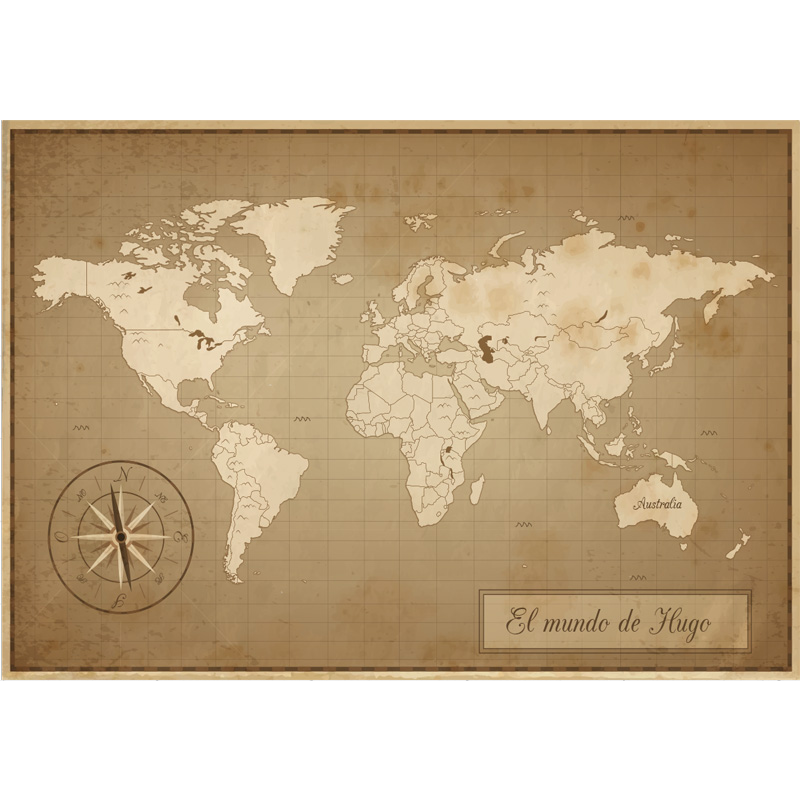 Vinyl teppich weltkarte vintage-weltkarte mit namen - TenStickers