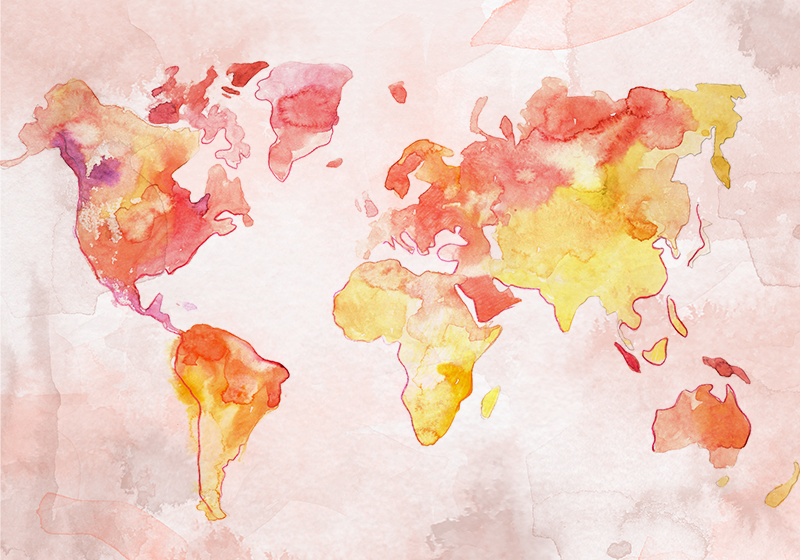 Vinyl teppich weltkarte pastell aquarell weltkarte - TenStickers